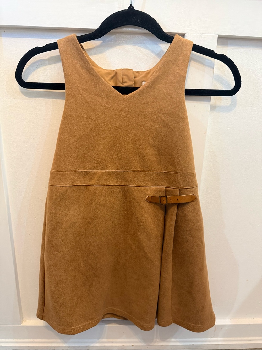 🌿2/$25 • Rachel Zoe Camel Suede-Look Buckle A-Line Dress